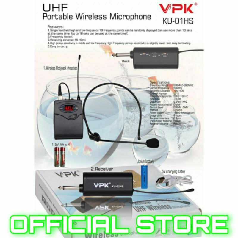 mic wireless original vpk ku 01hs microphone single headset mic karaoke