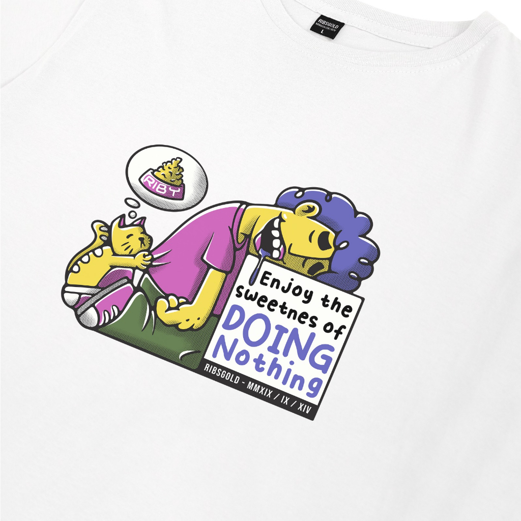 Ribsgold Kaos Distro Pria T Shirt Nothing Tshirt T-shirt Lengan Pendek Katun Hitam Putih