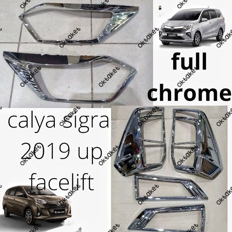 paket garnish lampu  depan belakang calya sigra facelift 2019 2020 2023  hitam chrome