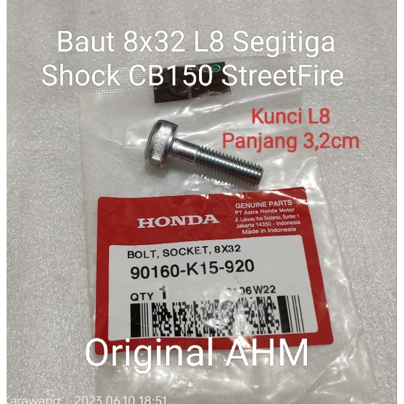 Baut 8x32 L8 Segitiga Shock CB150 StreetFire Ori AHM 90160 K15 920