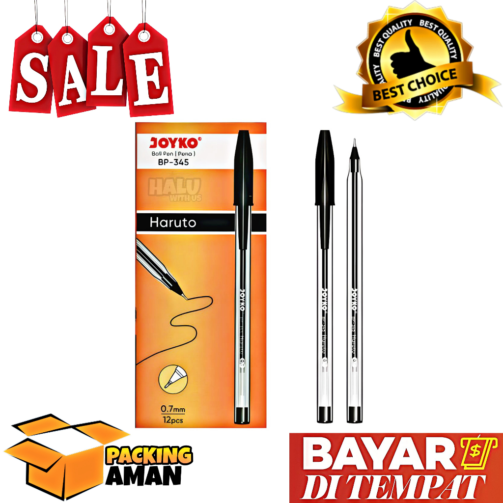 

(BISA COD) PROMO 12 Pcs Ball Pen Pulpen Pena Joyko BP-345 Haruto 0.7 mm