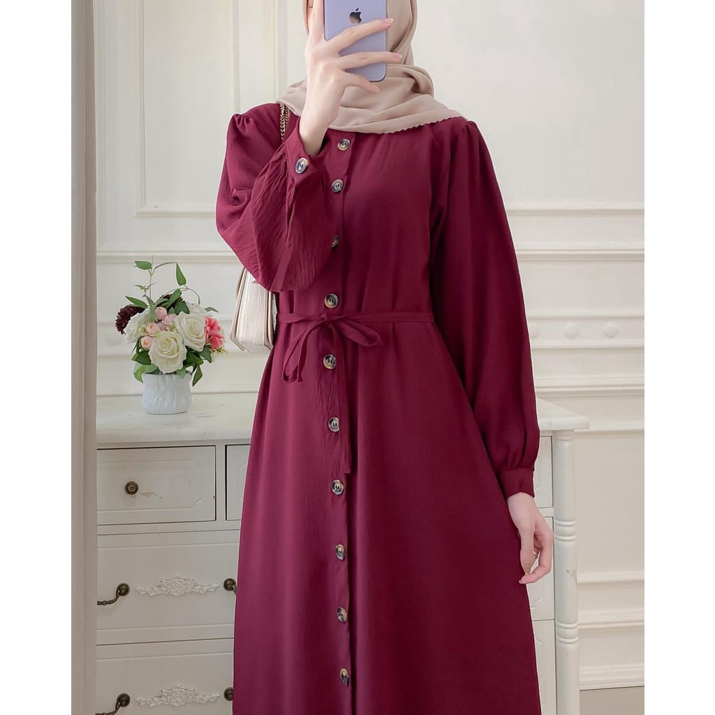 Namira Dress (SR 009 ) Dress kondangan Wanita / DressWanita Kekinian  Full Kancing Bahan Katun Rayon