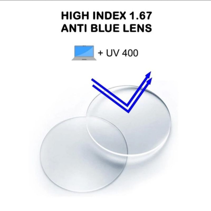 Lensa CRMC 1.67 BLUERAY Lensa CRMC 1.67 ANTIRADIASI BLUERAY Lensa minus super tipis merek DOMAS ORIGINAL H-INDEX 1.67