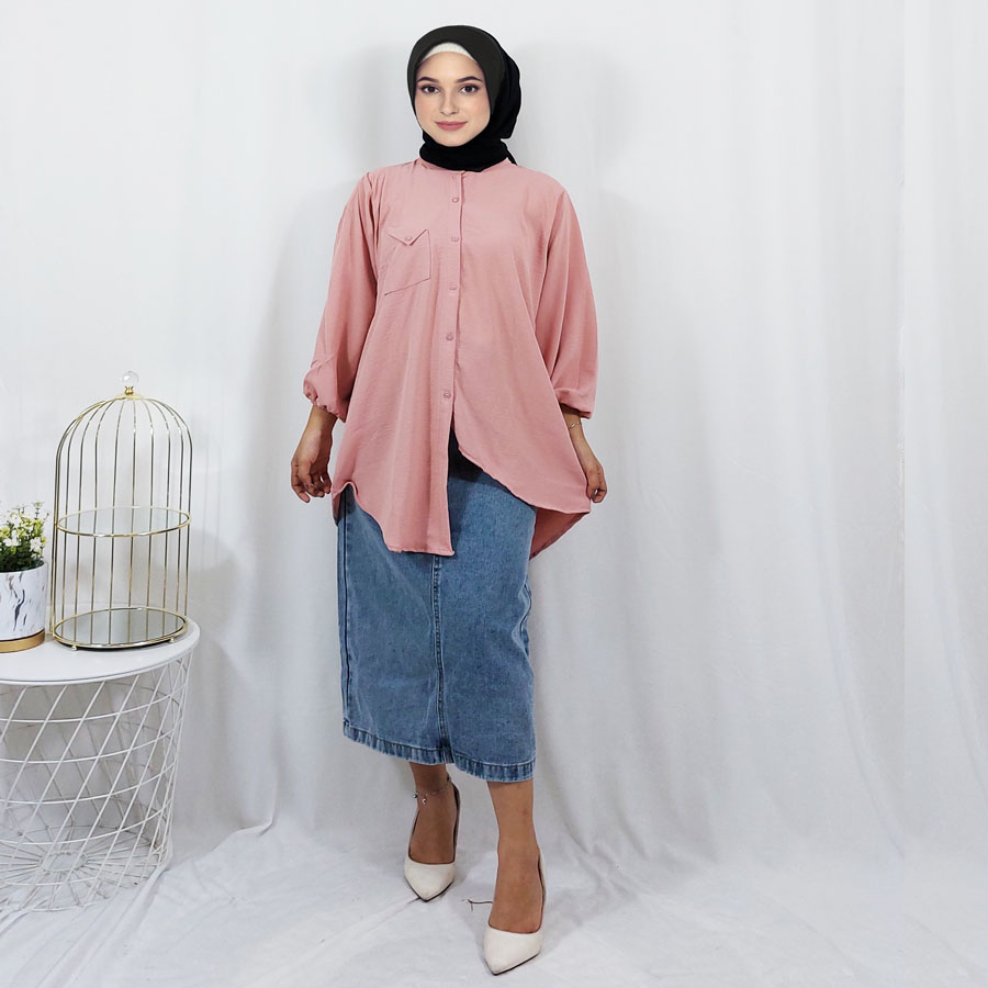 TUNIK BARU KATUN CRINKLE AIRFLOW ASYMETRIS PREMIUM WANITA GL FASHION