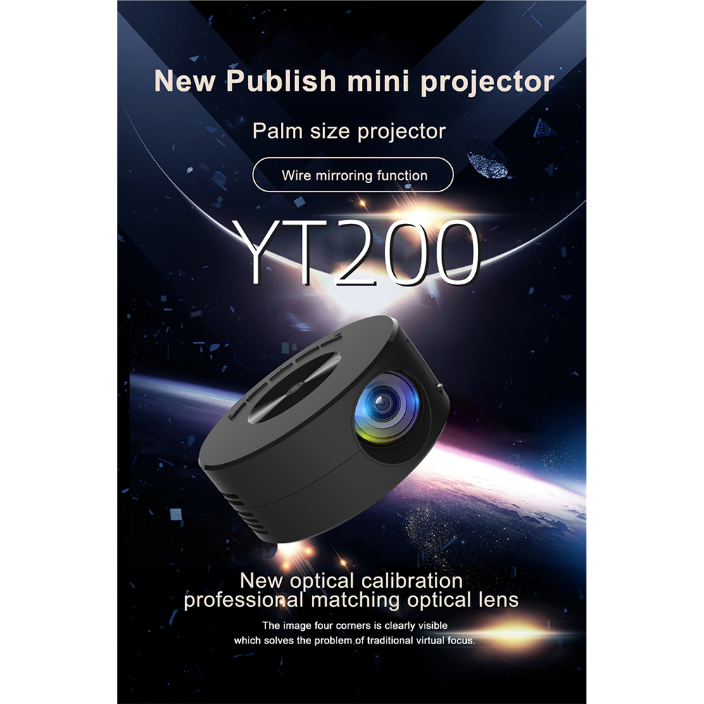 Proyektor Mini Portable LCD Full HD 1080P Build-in Speaker - YT200 - Black