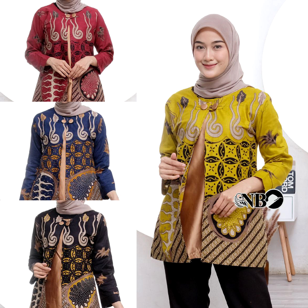 Baju Batik Wanita Modern Atasan Blouse Batik Kerja Kantor Wanita