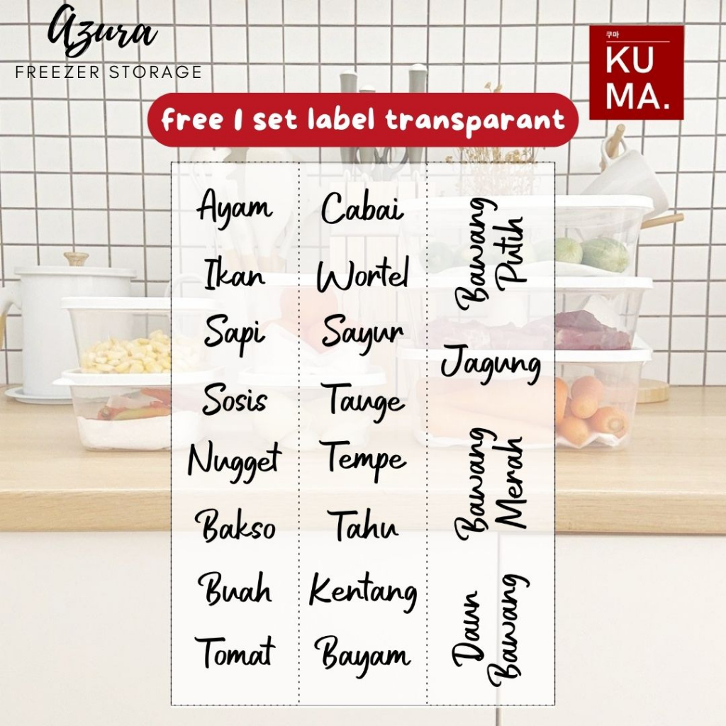 KUMA Azura Wadah Penyimpanan Makanan Kulkas Set Isi 12pcs 10pcs Free Label Stiker Toples Kulkas Kontainer Kulkas Box Sayur