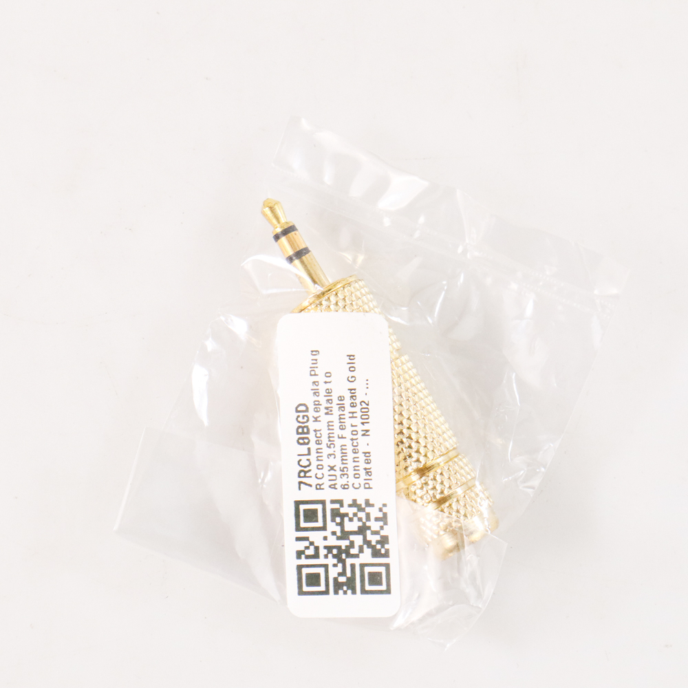 RConnect Kepala Plug AUX 3.5mm Male to 6.35mm Female Connector Head Gold Plated - N1002 - Golden