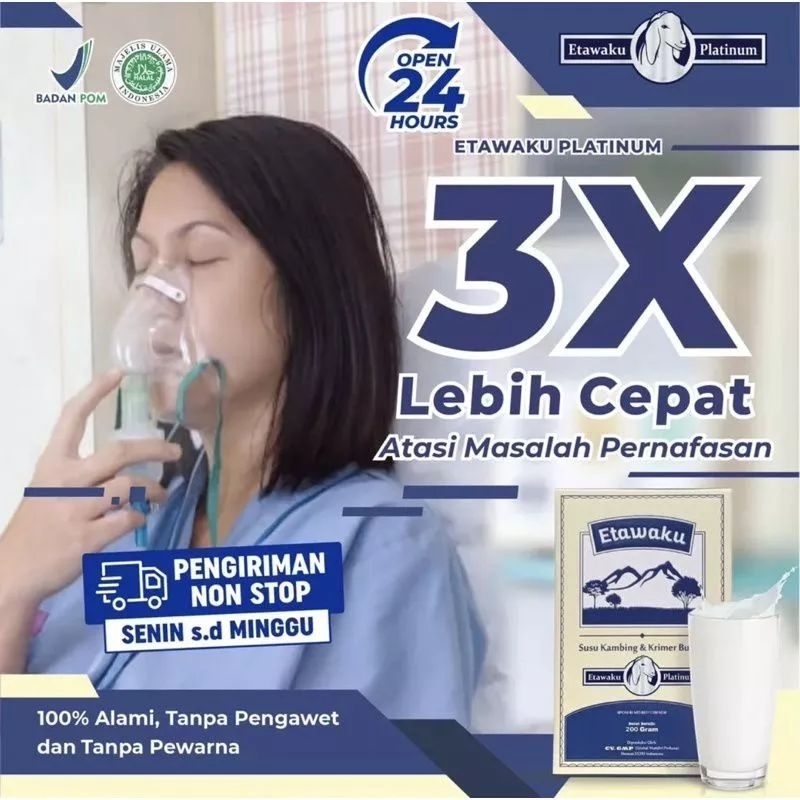 

Etawaku Platinum 3x Atasi Masalah Pernafasan - Susu Kambing Bubuk Provit Etawa Tingkatkan Daya Tahan & Imunitas Tubuh Jaga Kesehatan & Kepadatan Tulang Isi 200gr