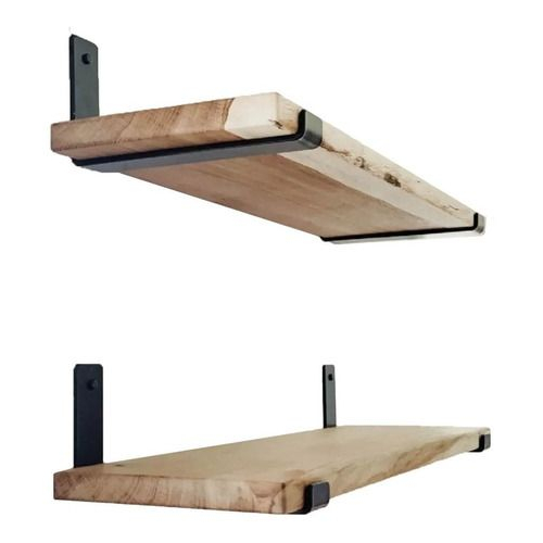 RAK DINDING SUSUN TIANG BRACKET BESI DEKORASI BUKU PAJANGAN KAYU