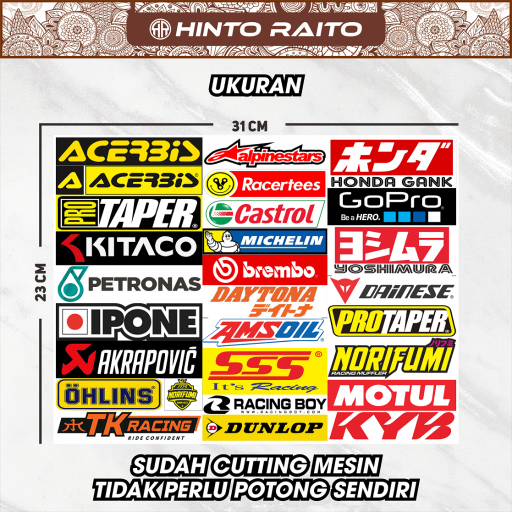 Stiker Motor Stiker Racing 1 Pack Isi 26 Sticker Motor - Stiker Sponsor Sticker Racing Stiker Motor Keren