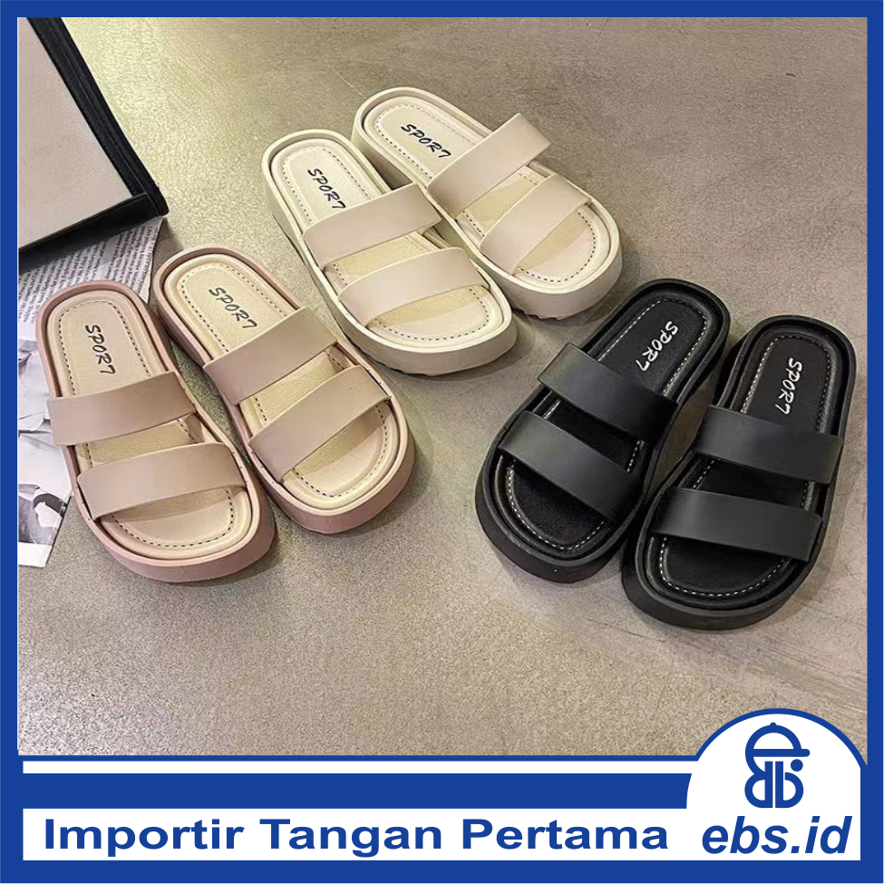 𝐄𝐁𝐒 ✅ SA037 Sandal Wanita Polos Simple Warna Kasual Sendal Motif Ringan Empuk Santai Import Murah COD