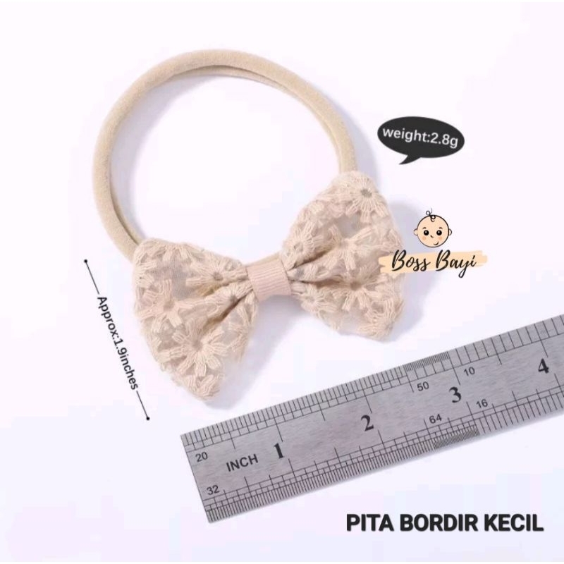 BOSS BAYI - Bandana Pita Bordir Besar PB 01| Kecil PK 01 (Bando Anak Perempuan)