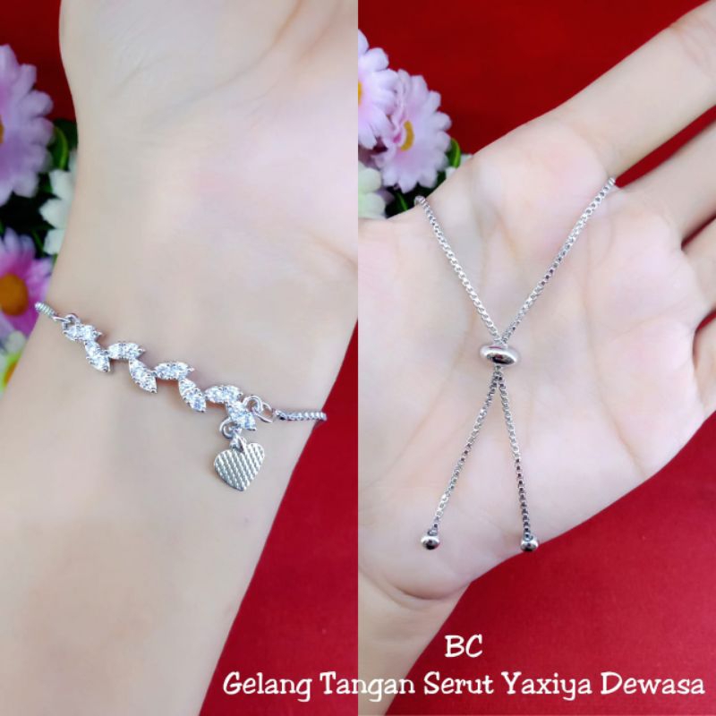 gelang serut daun lapis emas putih