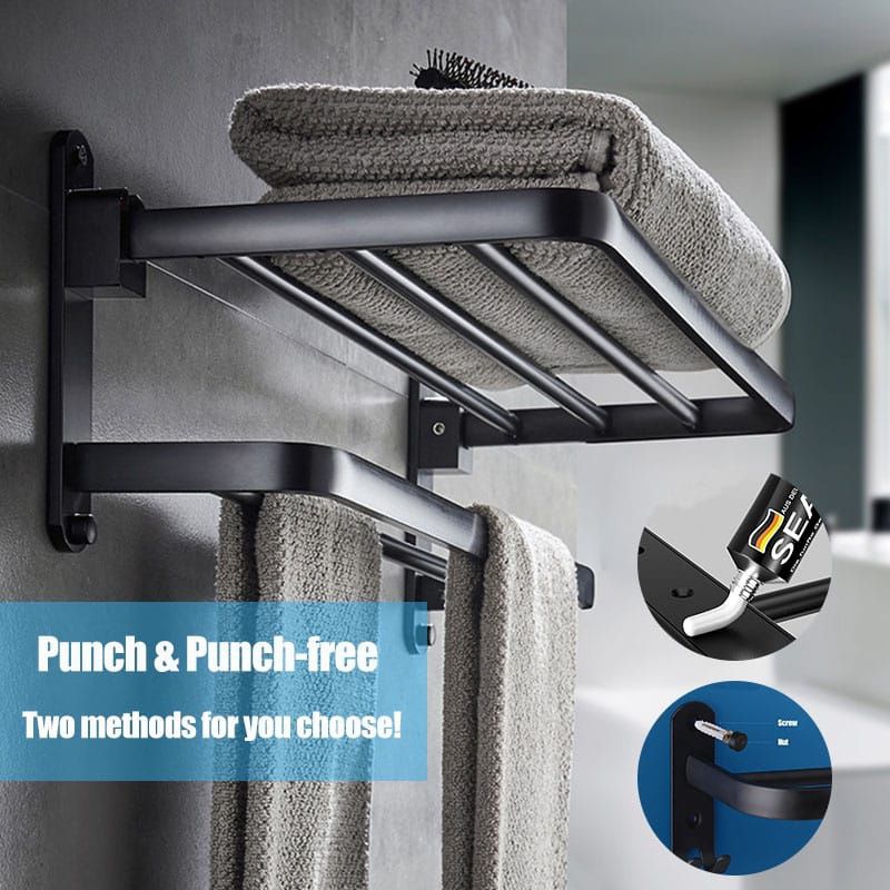 Gantungan Handuk Lipat 60cm Stainless 304 Black Series Bathroom Towel Rack Shower Rack Wall Premium