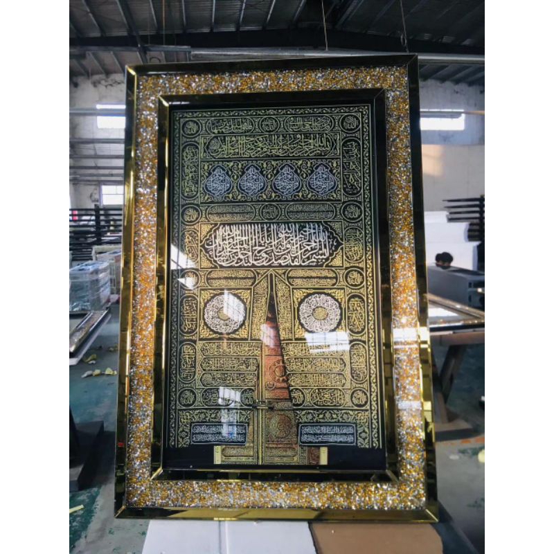 Pintu Kabah Kaligrafi Frame Diamond Luxury Ukuran 120cm x 80cm Hiasan Dinding Islami