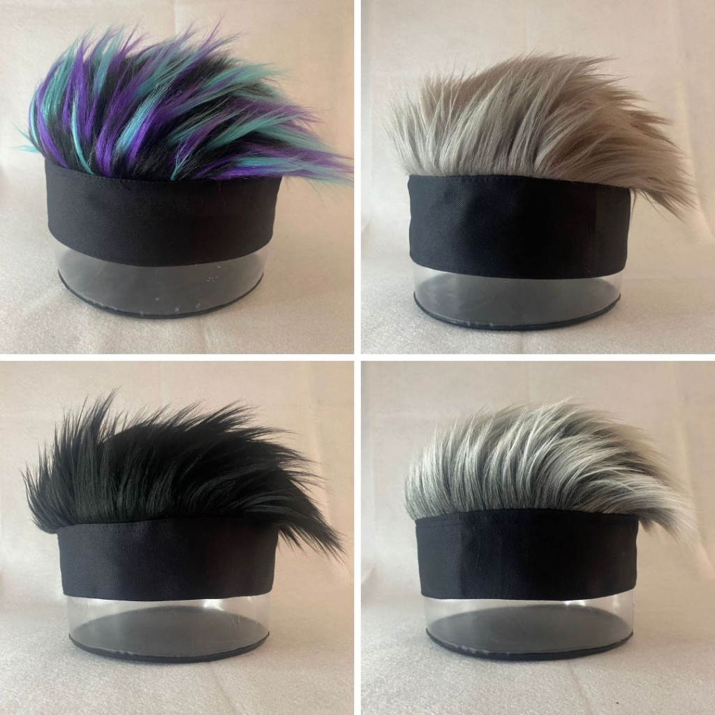 Topi Wig Pria Rambut Palsu Cosplay Anime Keren Bulu Korea Warna Biru Hitam Putih Merah Abu Ungu Coklat Orange Silver Pink Kuning Cream Toska Gradasi