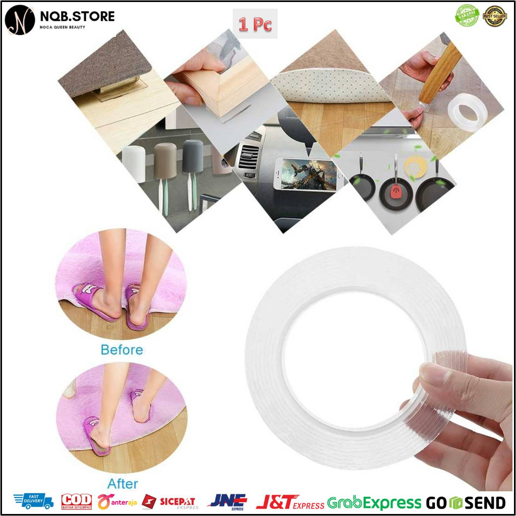 Lakban Nano Double Tape Magic Perekat Dinding Bening 3M Isolasi 2 Sisi Serbaguna Lem Tempelan Kuat Anti Slip Serbaguna Transparant