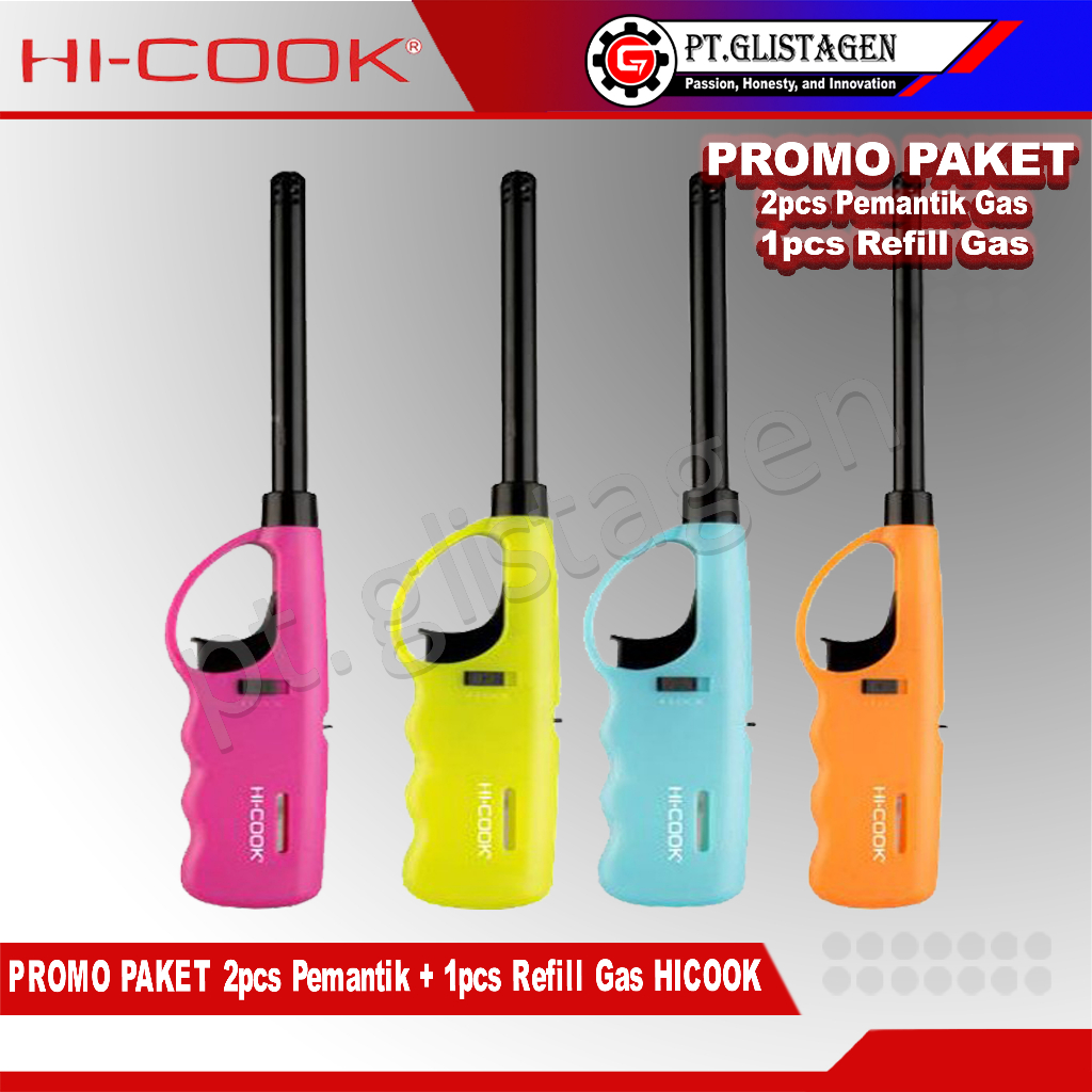 HI-COOK PAKET Korek Api Gas MPL-U 2Pc + Isi Ulang Pemantik 80Gram 1Pc