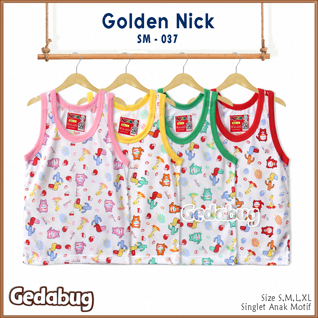 3 Pcs - Singlet Agree Kids SM - 037 Jungle | Singlet Anak motif lucu &amp; bahan berkualitas | Gedabug