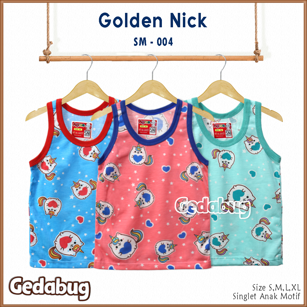 3 Pcs - Singlet Agree Kids SM - 004 Cats Star | Singlet anak motif Lucu dan Berkualitas | Gedabug