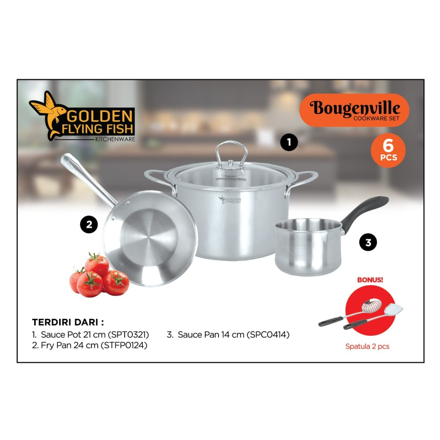 Panci Set Stainless Bougenville - Golden Flying Fish