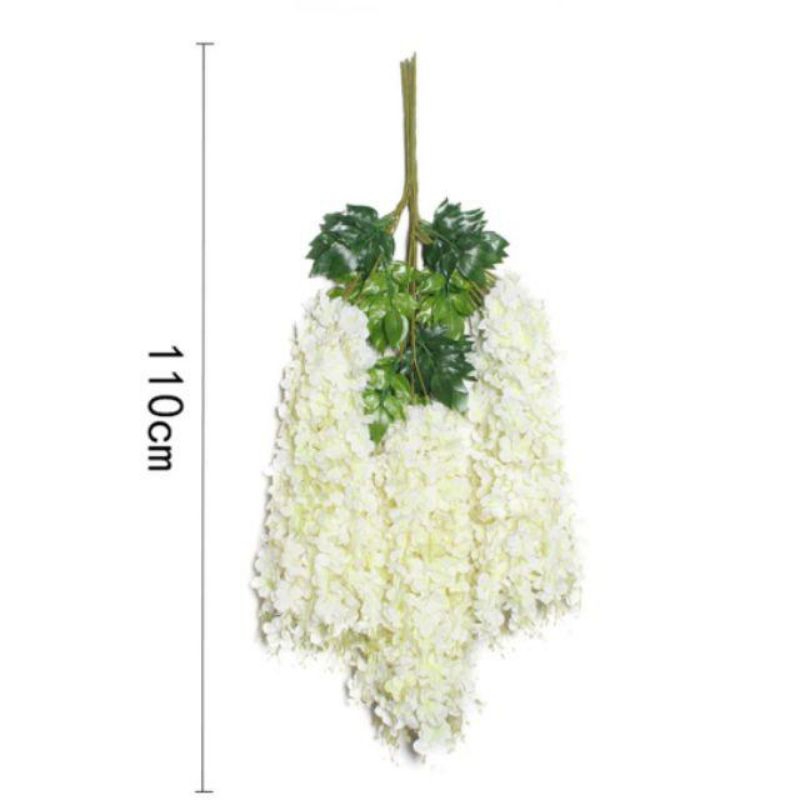 Bunga Grosir Jakarta 12pcs Wisteria Juntai Gantung Putih Artificial Harga Lusinan