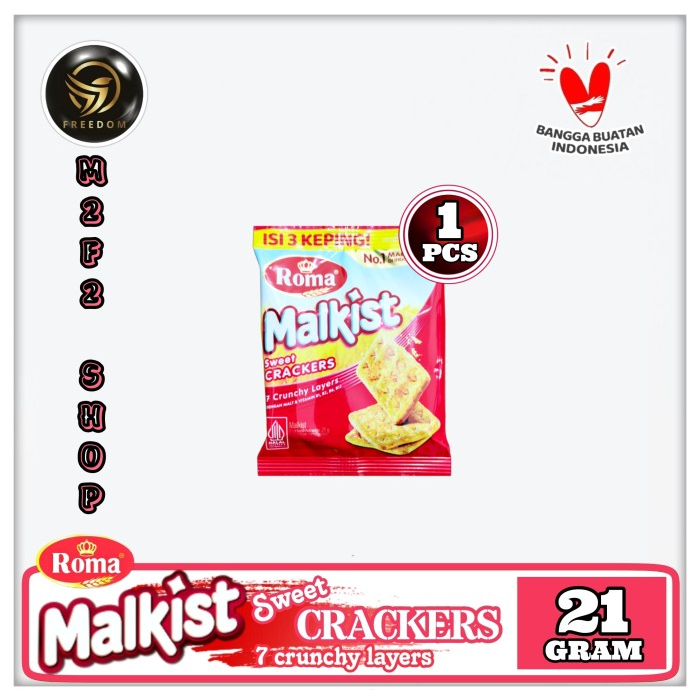 

Roma Biskuit Malkist Sweet Crackers | Manis Krekes Sachet - 21 gr (Kemasan Satuan)