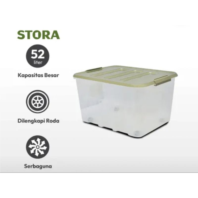 Kotak Penyimpanan Dengan Roda 52L/Storage Box 52L STORA - Hijau