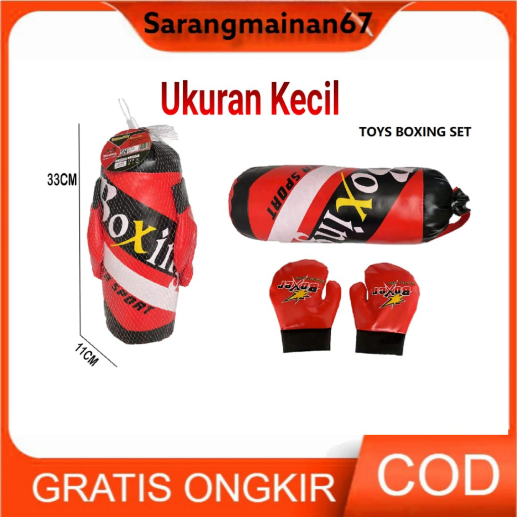 (PROMO) SET KECIL Mainan Samsak Sarung Tinju Boxing Anak PROMO COD SAMSAK SARUNG TINJU ANAK Sarung K