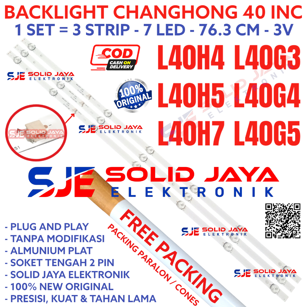 BACKLIGHT TV LED CHANGHONG 40 INC 40H2 40H7 40H5 40G3 40G4 40G5 L40H2 L40H7 L40H5 L40G3 L40G4 L40G5 LAMPU BL 7K 7LED 7KANCING 3V 3 VOLT MS-L3215 V2