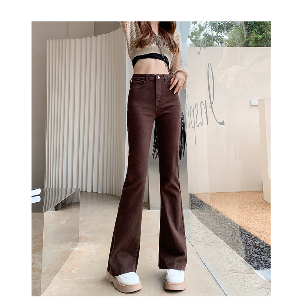 Korean Style Celana Kulot Jeans highwaist wanita baggy jeans Brown