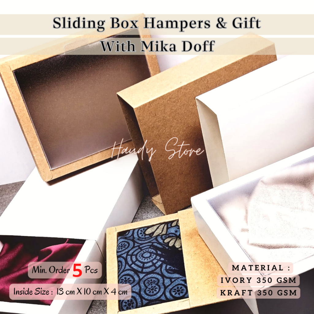

Sliding Box Mika ( 5 Pcs ) / Kotak Polos Slop / Box Dus Hadiah Hamper Kado Bingkisan