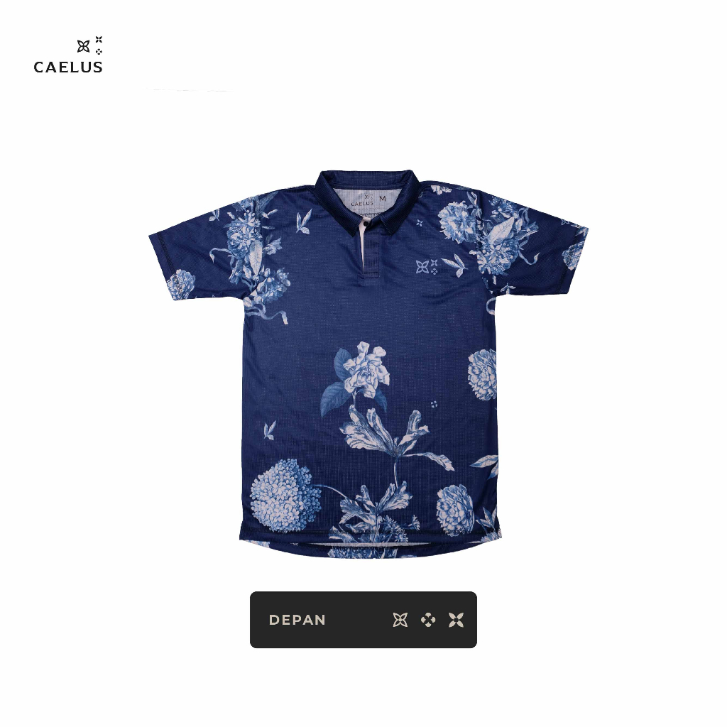 Caelus - Navy Tropical Polo Shirt