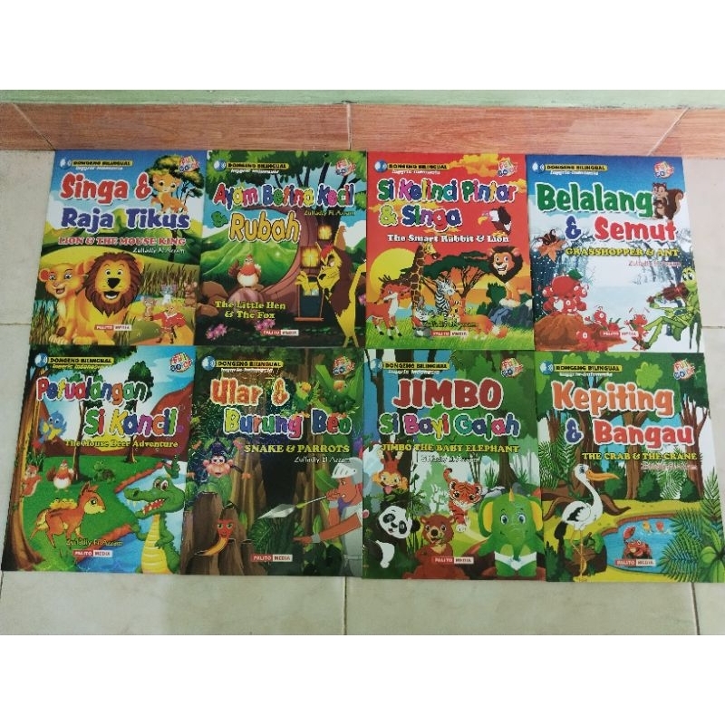 Buku Dongeng Binatang Bilingual Anak Full Colour | Si Kelinci Pintar | Belalang dan Semut | Ayam Bet