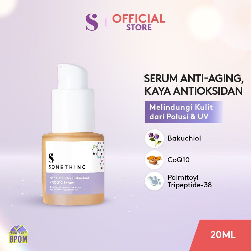 BPOM SOMETHINC Skin Defender Bakuchiol + COQ10 Serum Wajah Muka- Menetralkan Radikal Bebas