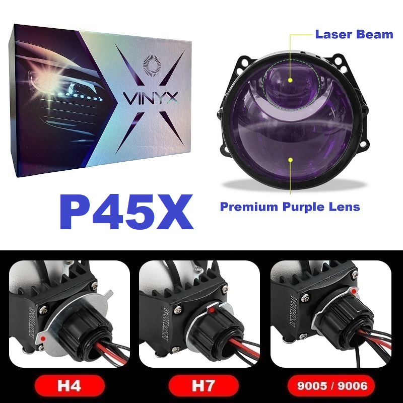 Lensa Lampu LED Laser Projector Projie BiLED 3 Inch Inci Inchi Proyektor Mobil Motor Blue Purple Lens Vinyx P45X