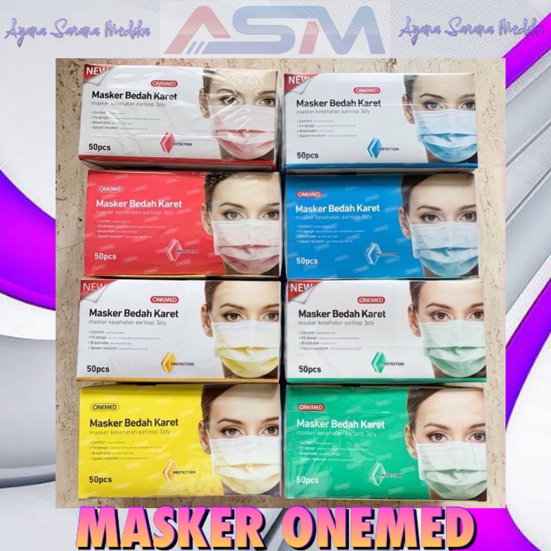 MASKER EARLOOP BEDAH ONEMED MEDIS 3 PLY ISI 50 ORI