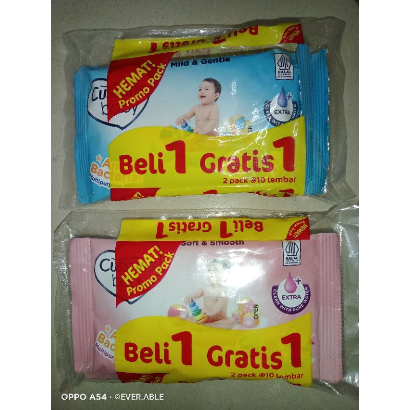 (BELI 1 GRATIS 1) CUSSONS BABY WIPES 10 SHEETS X 2