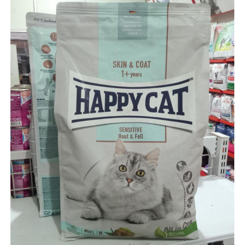 HAPPY CAT SENSITIVE Skin &amp; Coat 4kg makanan kucing dewasa happy cat