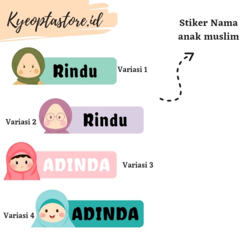 

60 pcs Stiker Nama Anak Muslim Murah/Stiker Lucu/Stiker Murah