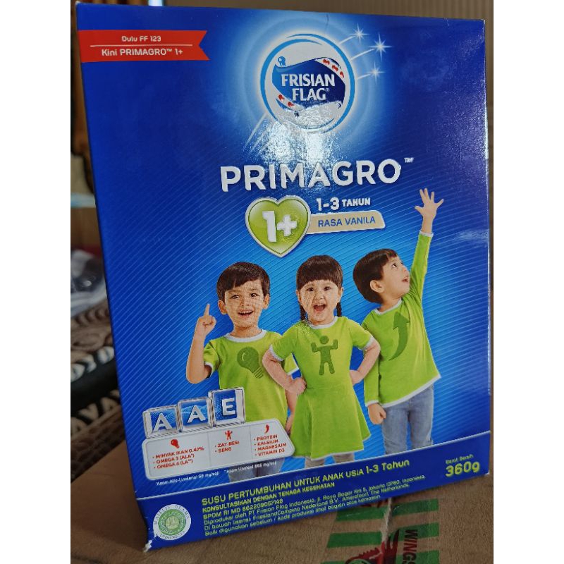 Frisian flag primagro 1+ 360g susu buku rasa  madu/vanila/cokelat