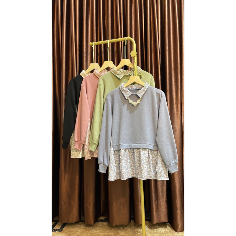 Blouse Knit mix crinkle import