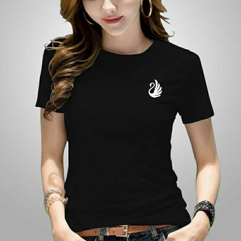 KAOS LENGAN PENDEK WANITA HITAM PUTIH BAHAN SOFF TEBAL