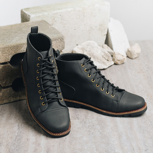 Sepatu Boots Pria Touring Formal Semi Casual Shoes Boot Kerja Dinas Original Tragen Fleming Black