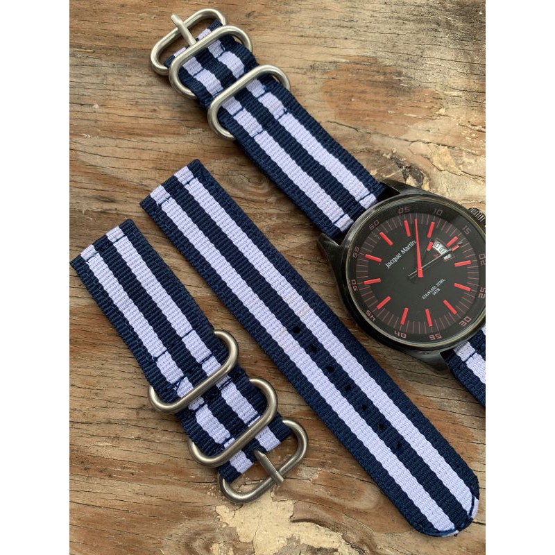 Strap tali jam tangan kanvas nato kombinasi 2 warna 22mm