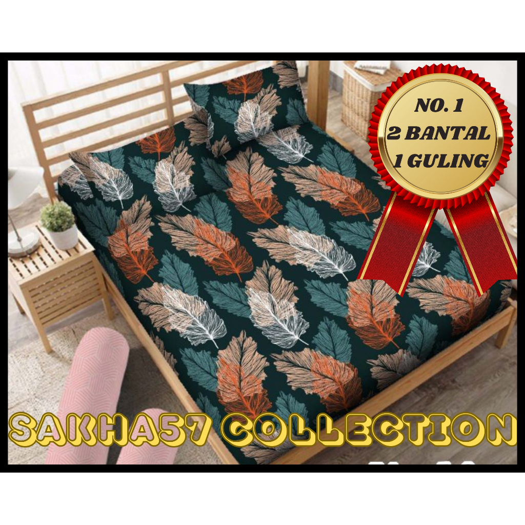 SEPREI HOMEMADE HALUS KUALITAS BAGUS MOTIF DAUN PALM NO.1 SIZE 180X200 TINGGI 20CM