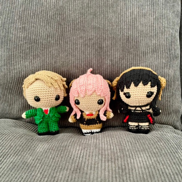 Crochet Spy x Family Anya Yor Loid Forger Rajut 100% Handmade Keychain Gantungan Kunci