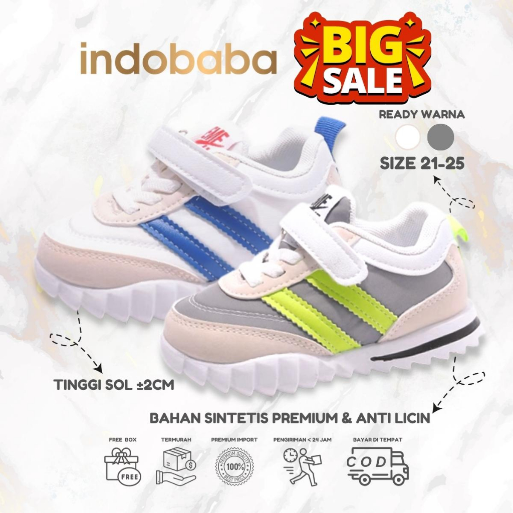 indobaba Sepatu Anak Perempuan Sneakers Anak Import Fashion 1-3 Tahun S164