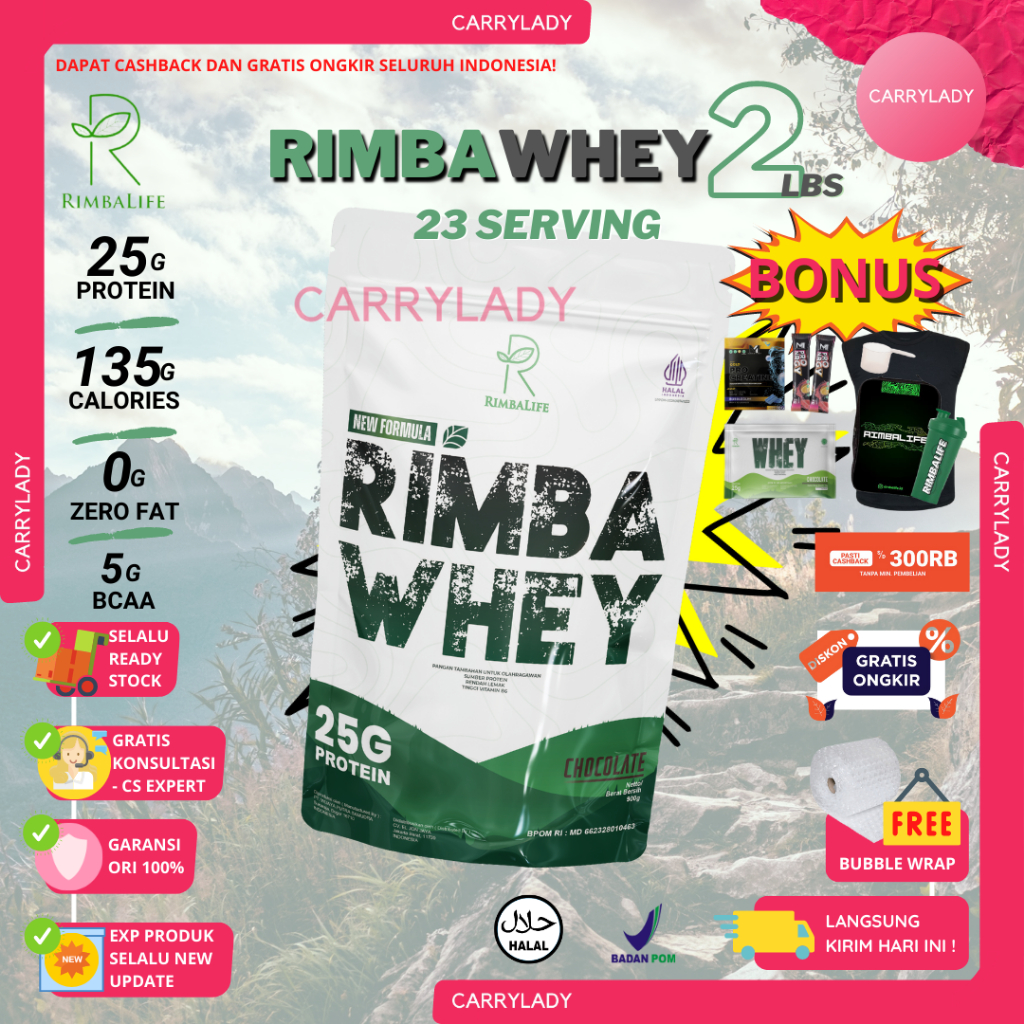 RIMBALIFE WHEY PROTEIN 2 LBS 900 GRAM GR RIMBA WHEY 2LBS 3LBS 1.3KG BPOM HALAL RIMBAWHEY LIFE EVOLENE VECTORLABS MYPROTEIN MASTER M1 MUSCLEFIRST